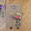 Spring moths and moons asymmetrical earrings / nature woodlands and forest