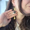 Bee and flower asymmetrical earrings / nature woodlands and forest