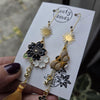 Bee and flower asymmetrical earrings / nature woodlands and forest