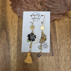 Bee and flower asymmetrical earrings / nature woodlands and forest