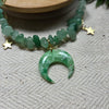Aventurine crystal necklace with polymer clay moon / handmade / nature jewelry pendant