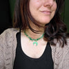 Aventurine crystal necklace with polymer clay moon / handmade / nature jewelry pendant