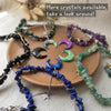 Unakite round beads crystal necklace with polymer clay moon / handmade / nature jewelry pendant