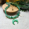 Aventurine crystal necklace with polymer clay moon / handmade / nature jewelry pendant