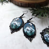 Mountains landscape black frame earrings with holographic background