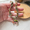 Unakite crystal necklace with polymer clay moon / handmade / nature jewelry pendant