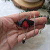 Cinnabar moth necklace with small obsidian crystal / nature woodlands and forest
