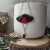 Cinnabar moth necklace with small obsidian crystal / nature woodlands and forest