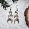 Moons earrings with rhodonite beads / nature woodlands forestcore
