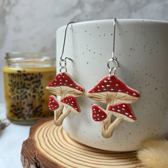 Mushroom earrings / nature woodlands and forest