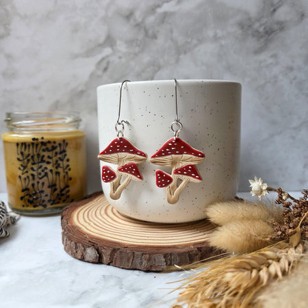 Mushroom earrings / nature woodlands and forest