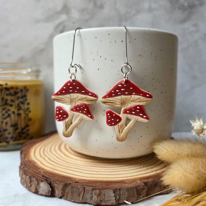 Mushroom earrings / nature woodlands and forest