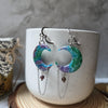 Coloured moons with watermelon tourmaline beads earrings / nature celestial