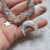 Labradorite Stone Necklace: Polymer Clay Moon Pendant