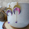 Purple moons with amethyst beads earrings / nature woodlands forestcore