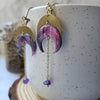 Purple moons with amethyst beads earrings / nature woodlands forestcore