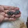 Moth and north stars earrings with obsidian beads