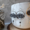 Moth and north stars earrings with obsidian beads