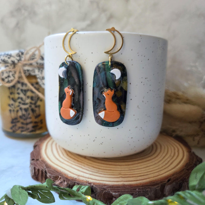 Fox earrings with stained glass effect / nature woodlands and forest