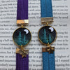 Pine trees with northern lights elastic ribbon bookmarks / handmade from polymer clay motifs forest