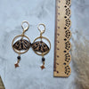 Moth and north stars earrings with obsidian beads