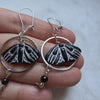Moth and north stars earrings with obsidian beads