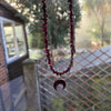 Garnet Stone Necklace With Polymer Clay Moon Pendant