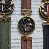 Dark forest elastic ribbon bookmarks adjustable with different subjects / handmade from polymer clay