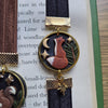 Dark forest elastic ribbon bookmarks adjustable with different subjects / handmade from polymer clay