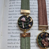 Dark forest elastic ribbon bookmarks adjustable with different subjects / handmade from polymer clay