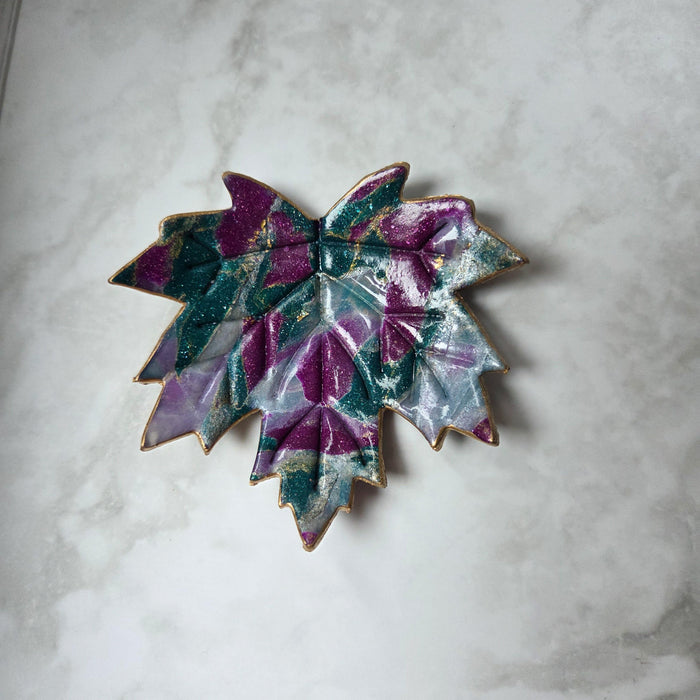 Maple leaf whimsical trinket dish / handmade from polymer clay
