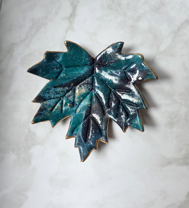 Maple leaf whimsical trinket dish / handmade from polymer clay