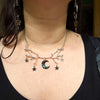 Tree Branches Necklace with Polymer Clay Moon Pendant