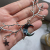Tree Branches Necklace with Polymer Clay Moon Pendant