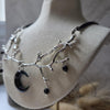 Tree Branches Necklace with Polymer Clay Moon Pendant