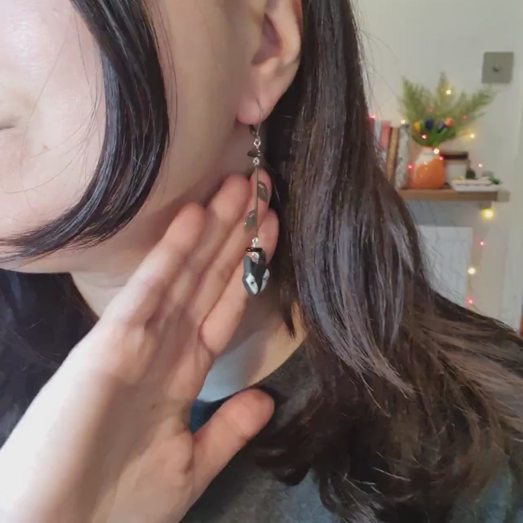 Mushroom earrings with aventurine stones / nature woodlands forestcore