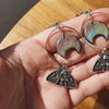 Moths and holographic moons earrings / nature woodlands and forest