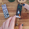 Winter oil diffuser hanging decoration with lava bead handmade from clay / winter landscape foxes