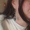 Barn owl earrings with moon and obsidian stones / nature woodlands forestcore