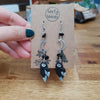 Barn owl earrings with moon and obsidian stones / nature woodlands forestcore
